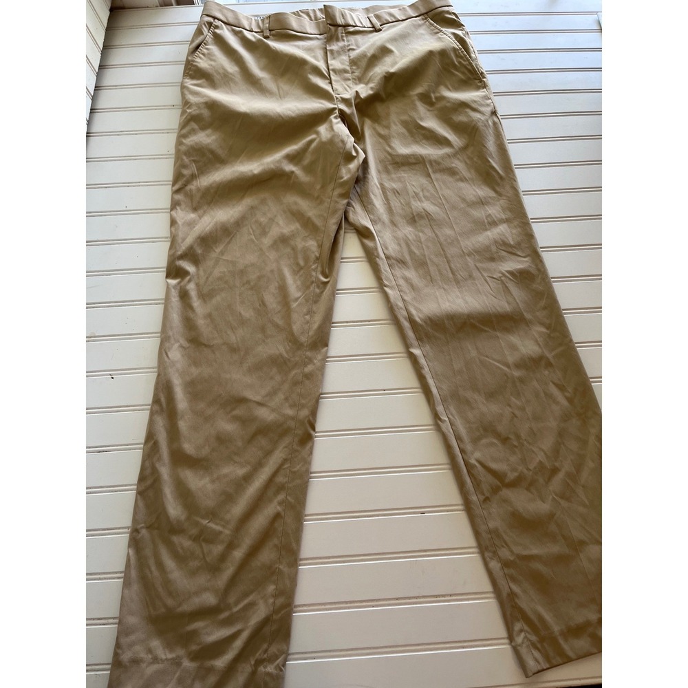 Perry Ellis Premium Mens Tech Chino Pants Tan Khaki Stretch 36x32